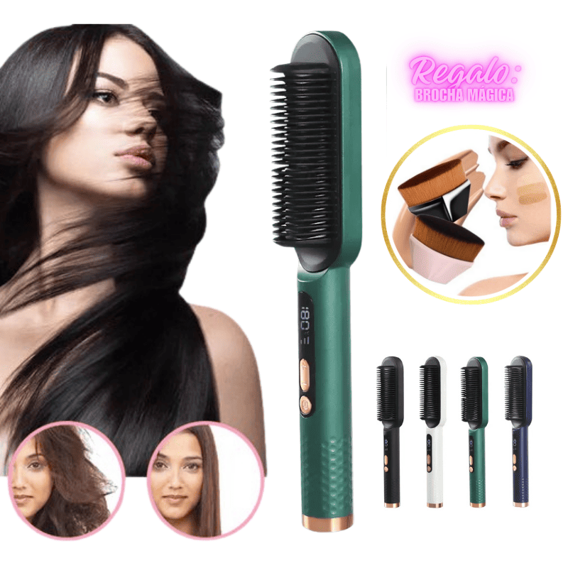 Cepillo Alisador 2en1 con Pantalla LED + Regalo Brocha Mágica + Envio Gratis.