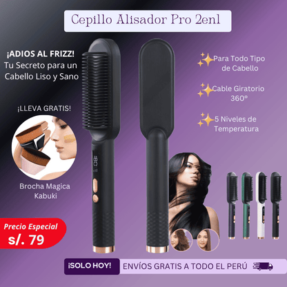 Cepillo Alisador Pro 2en1 + Regalo Brocha Mágica + Envio Gratis