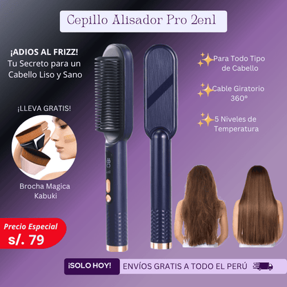 Cepillo Alisador Pro 2en1 + Regalo Brocha Mágica + Envio Gratis