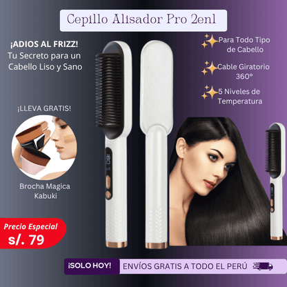 Cepillo Alisador Pro 2en1 + Regalo Brocha Mágica + Envio Gratis