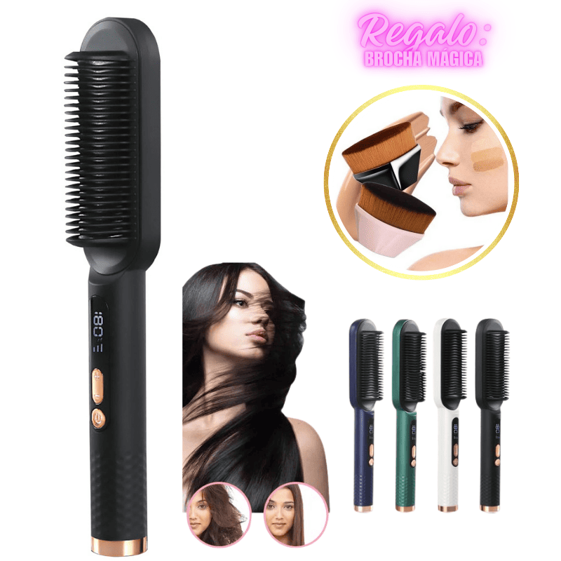 Cepillo Alisador 2en1 con Pantalla LED + Regalo Brocha Mágica + Envio Gratis.